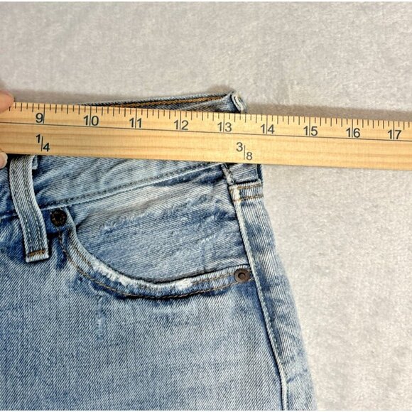 Levis 501 Cutoff Shorts Women's 27 Blue Lightwash Denim Button Fly Red Tab - Picture 3 of 10